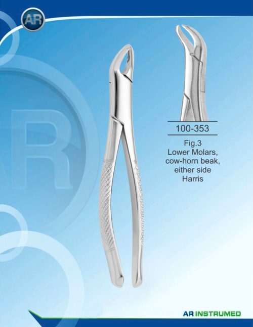 Zahnzange (American Pattern) Fig.3 Lower Molars, cow-horn beak, either side Harris