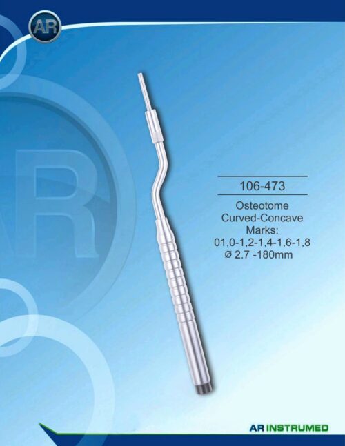 Osteotom gebogen-konkav Marks: 01,0-1,2-1,4-1,6-1,8 ø2.7 -180mm