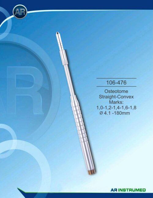 Osteotom gerade-Konvex Marks: 1,0-1,2-1,4-1,6-1,8 ø4.1 -180mm