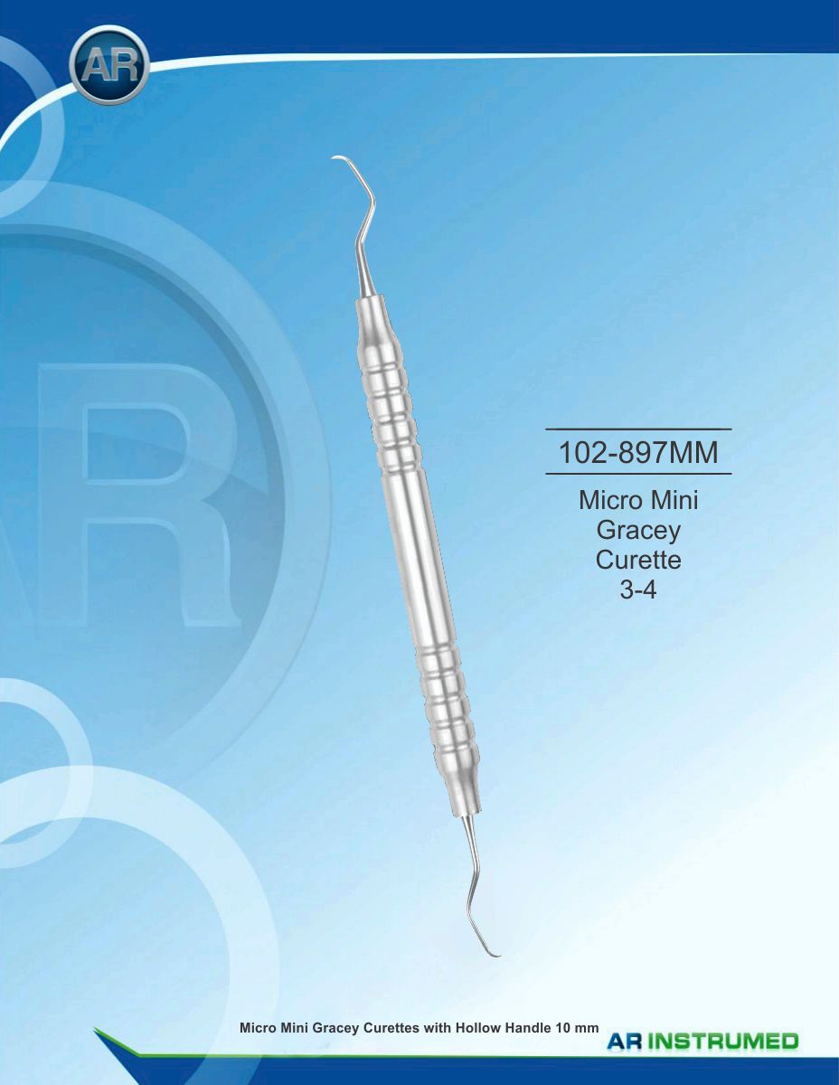 102-897MM-01.jpg Micro Mini Gracey Curette 3-4 Hollow Handle 10mm - Image 1