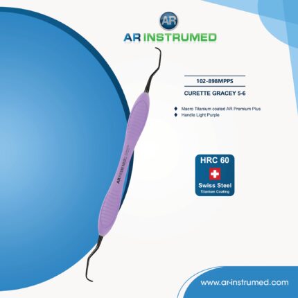 AR INSTRUMED Dental Gracey Kürette 5-6 – Makro-Titan-beschichtete Spitze mit scharfem Schnabel für präzise Plaque- und Konkremententfernung