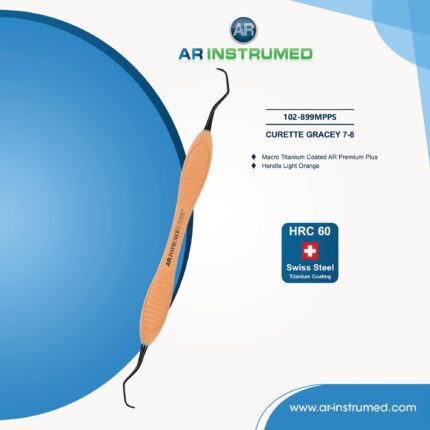 AR INSTRUMED Dental Gracey Kürette 7-8 – Makro-Titan-beschichtete Spitze mit scharfem Schnabel für präzise Plaque- und Konkremententfernung
