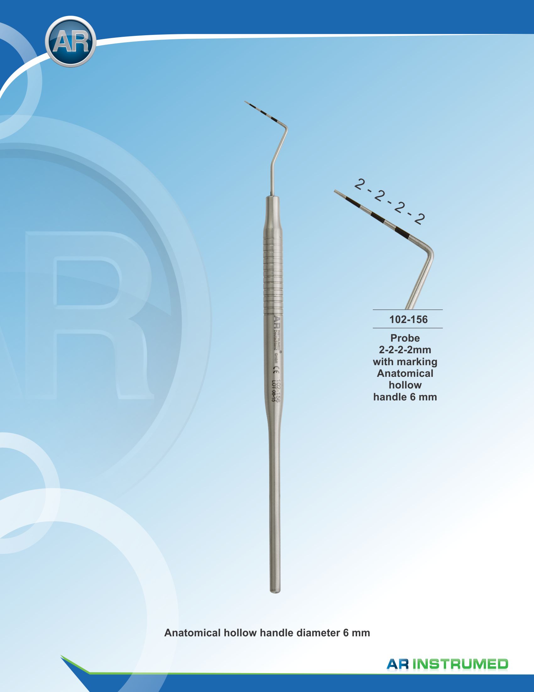 102156_1.jpg Probe 2-2-2-2mm with marking Solid Handle 6mm – Bild 1