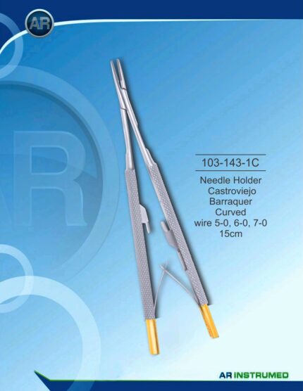 Needle Holder Castroviejo Barraquer Curved wire 5-0, 6-0, 7-0 15cm
