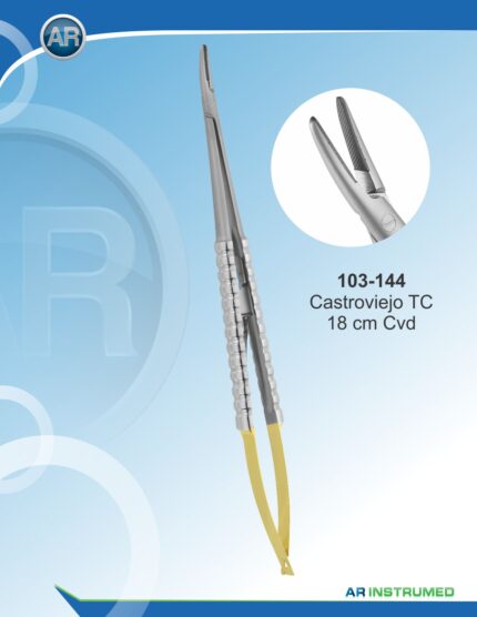 AR INSTRUMED TC Castroviejo Nadelhalter gebogen 18 cm aus Edelstahl für mikrochirurgische Nahtarbeiten Deutschland