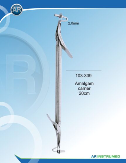 AR INSTRUMED Amalgam Carrier mit 2,0 mm und 1,5 mm Applikationsspitzen, hergestellt aus hochwertigem medizinischem Edelstahl, korrosionsbeständig. Autoklavierbar und sterilisierbar, geeignet für die präzise Aufnahme und Applikation von Amalgam in restaurativen zahnmedizinischen Verfahren. Langlebig, hygienisch und für den klinischen Dauereinsatz konzipiert.