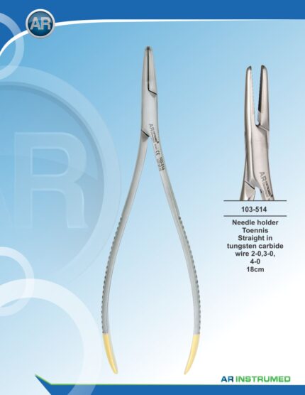 Needle Holder Toennis Straight wire 2-0,3-0,4-0 18cm