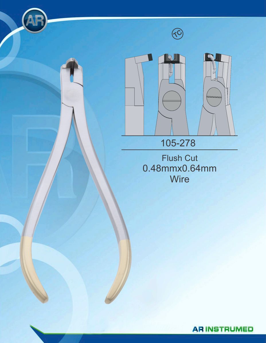 105-278A.jpg Orthodontic Pliers Flush Cut 0.48mmx0.64mm Wire (TC) - Image 1