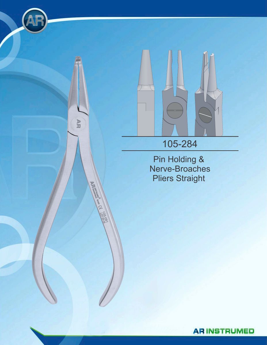 105-284A.jpg Orthodontics Pliers Pin Holding & Nerve-Broaches Pliers Straight - Image 1