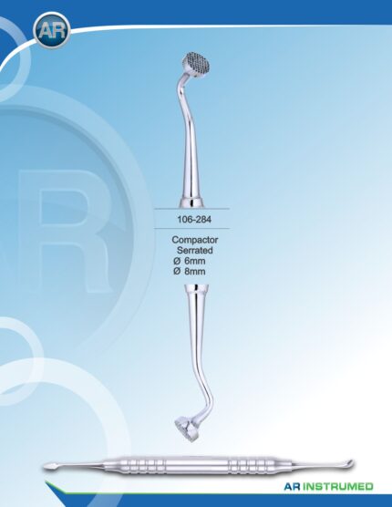 AR INSTRUMED Knochenkompaktor gezahnt Deutschland 6x8 mm gebogene Spitze Silikongriff dental instrument sterilisierbar