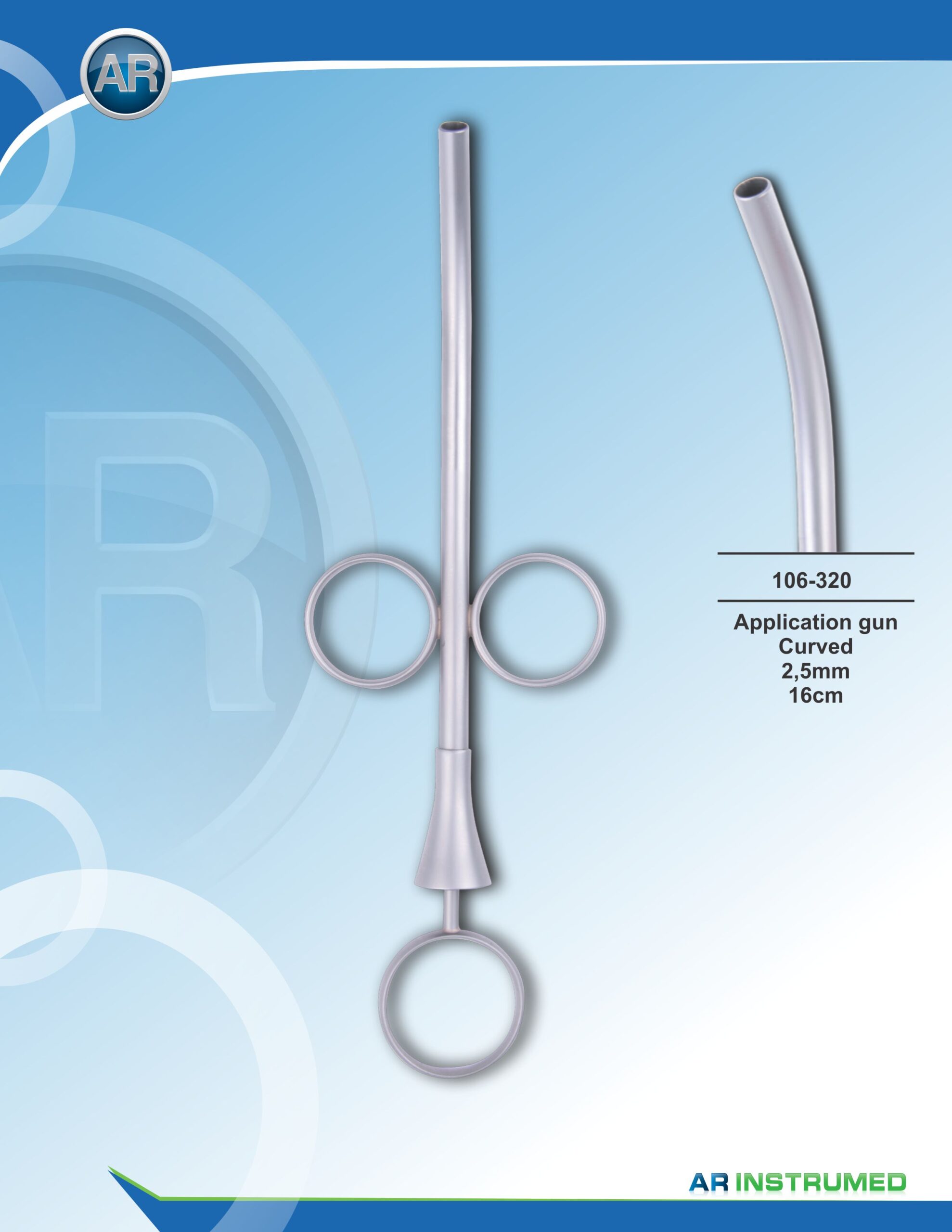 106320_1-scaled-1.jpg AR INSTRUMED Dental-Applikationspistole, gebogen, 2,5–3,5 mm, 16 cm, Deutschland, Edelstahl, MTA-Zement-Instrument, sterilisierbar