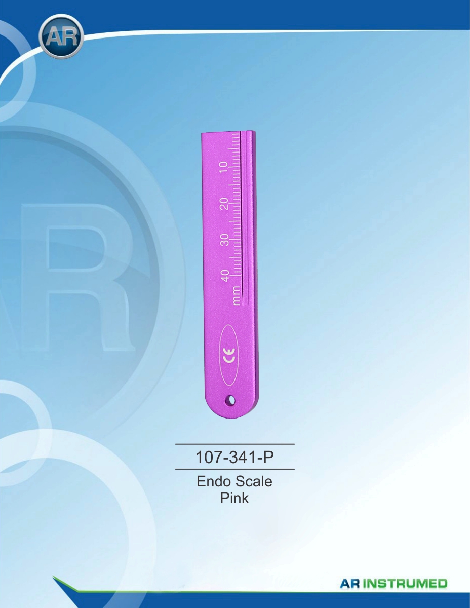 107-341-P-02.jpg AR INSTRUMED Endo Scale Rosa ist ein präzises zahnmedizinisches Messinstrument zur Bestimmung und Kontrolle von endodontischen Arbeitslängen und Instrumentenmarkierungen. Gefertigt aus hochwertigem, sterilisierbarem und korrosionsbeständigem Material, bietet es Langlebigkeit und hygienische Sicherheit. Die blaue Farbgebung sorgt für bessere Sichtbarkeit im klinischen Einsatz. Autoklavierbar und für den professionellen Einsatz in der Endodontie geeignet.