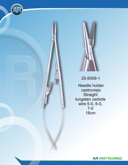 Porte-aiguille Castroviejo Fil droit 5-0,6-0,7-0 18cm