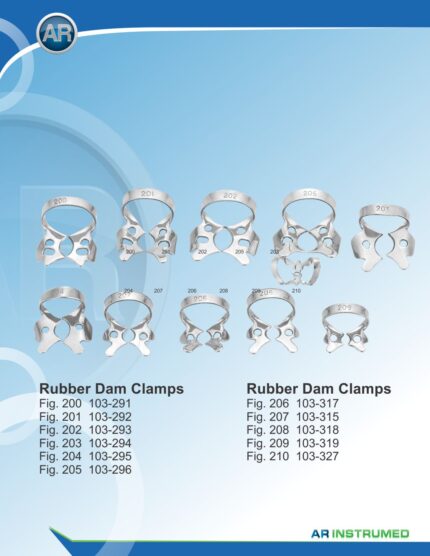 Rubber Dam Clamps Set of 13 Pcs 1 Tray