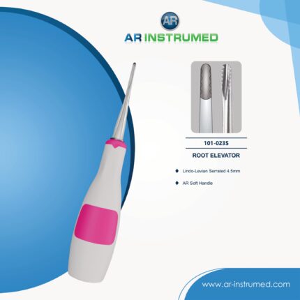 AR INSTRUMED Dental Wurzelheber gezahnt 4.5 mm aus rostfreiem Edelstahl mit gerader Spitze und rosafarbenem Silikongriff für Zahnarztpraxis und Dentalbedarf Deutschland