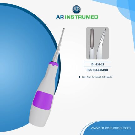 AR INSTRUMED Dentaler Wurzelheber, Gebogene Bein 2mm Spitze, lila Silikongriff