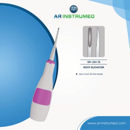 AR INSTRUMED Dental Wurzelheber Bein 2,5 mm aus rostfreiem Edelstahl mit gerader Spitze und hellviolettem Silikongriff für dentale Anwendungen in Deutschland Hochwertiger rostfreier Edelstahl mit polierter Oberfläche Gerade Beim 2,5 mm Spitze für exakte und komfortable Anwendung Ergonomischer hellvioletter Silikongriff für sicheren Halt und Kontrolle Autoklavierbar, rostfrei sowie ISO, FDA, CE und MDR zertifizier