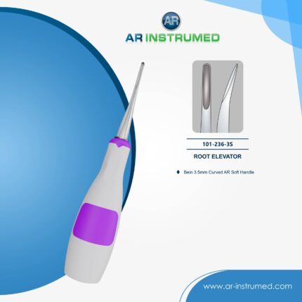 AR INSTRUMED Dentaler Wurzelheber, Gebogene Bein 3.5mm Spitze, lila Silikongriff