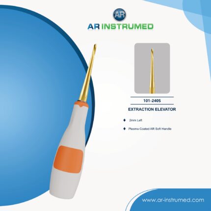 AR INSTRUMED Dental Wurzelheber – Premium Edelstahl mit 2 mm linker Spitze und Gold-Plasma-Beschichtung für effiziente Zahn- und Wurzelextraktion