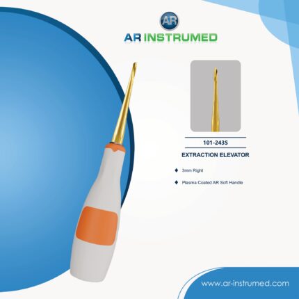 AR INSTRUMED Dental Wurzelheber-Werkzeug – Premium Edelstahl mit 2 mm rechter Gold-Plasma-Spitze für sanfte, präzise Zahnextraktion