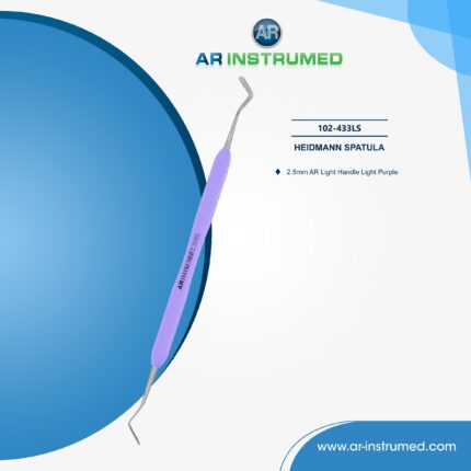 AR INSTRUMED Dental Heidemann Spatel – Edelstahl-Instrument mit ergonomischem Hellviolett-Silikongriff und 2,5 mm gebogener Spitze