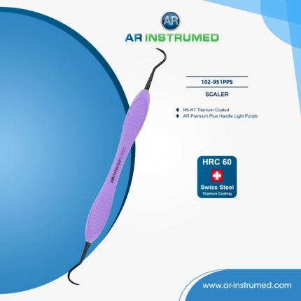 AR INSTRUMED Sickle 204S Scaler mit titanbeschichteter Spitze aus rostfreiem Edelstahl und hellviolettem Silikongriff für professionelle Zahnreinigung in Deutschland