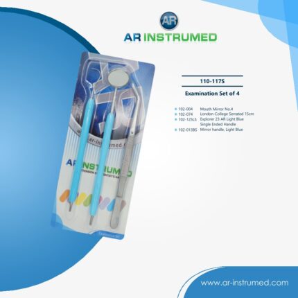 AR INSTRUMED 4-teiliges Dental-Instrumentenset (110–117S) – Premium Edelstahl-Kit mit Mundspiegel, Explorer und Pinzette für präzise Mundpflege