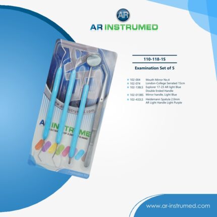 AR INSTRUMED Dental Untersuchungs-Set (5-teilig) – Premium Edelstahl-Kit mit Heidemann-Spatel, Mundspiegel, Explorer und Pinzette für professionelle Diagnostik und Restauration